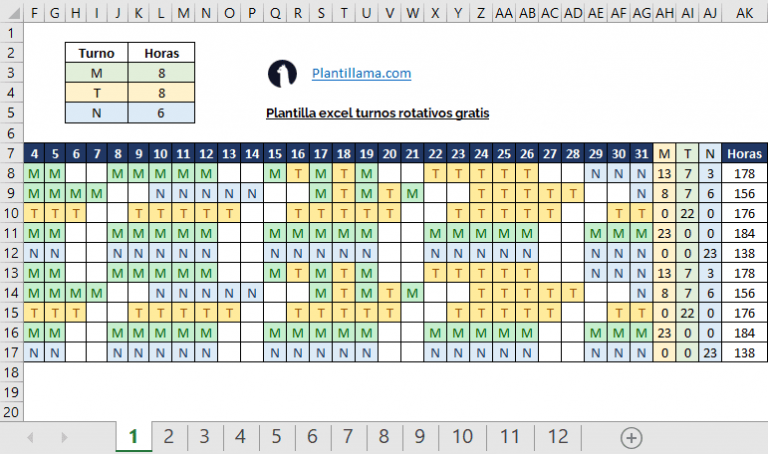 Plantilla Excel De TURNOS ROTATIVOS - [Descarga GRATIS]