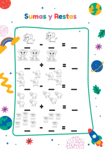 Dibujos con SUMAS Y RESTAS Fichas para imprimir