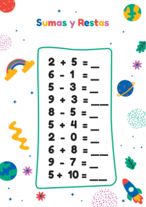 Dibujos con SUMAS Y RESTAS Fichas para imprimir