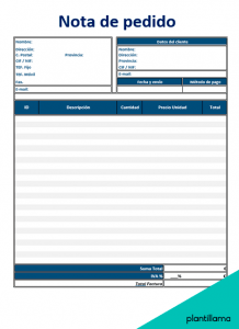 Vista previa: Nota de pedido