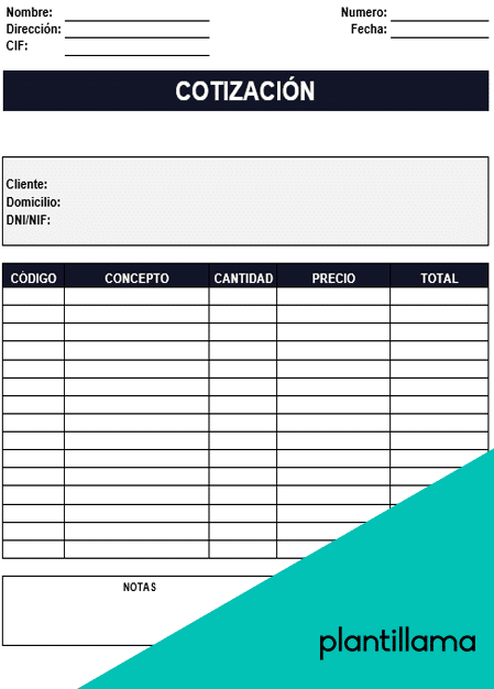formato de cotización word