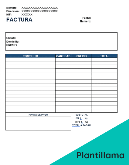 Plantilla De FACTURA Con IVA E IRPF Word Y PDF GRATIS 