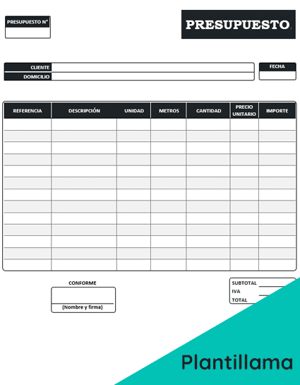 plantilla presupuesto word