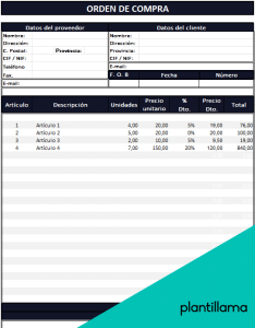 Vista previa: Orden de compra