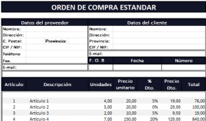 Orden de Compra Plantilla Word y Excel [Gratis]