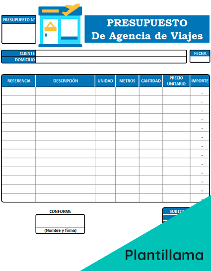 Plantilla presupuesto agencia de viajes