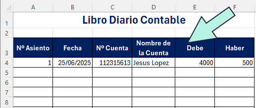 formato de libro diario excel
