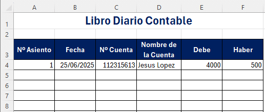libro diario contabilidad excel