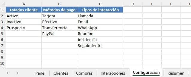 base de datos de clientes en excel