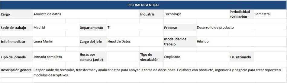modelo descripcion de puesto de trabajo