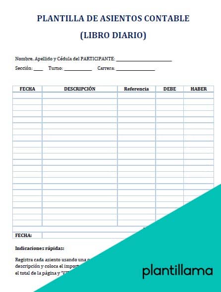 plantilla asientos contables en word
