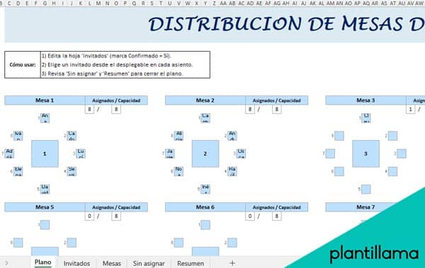 plantilla distribución mesas boda excel