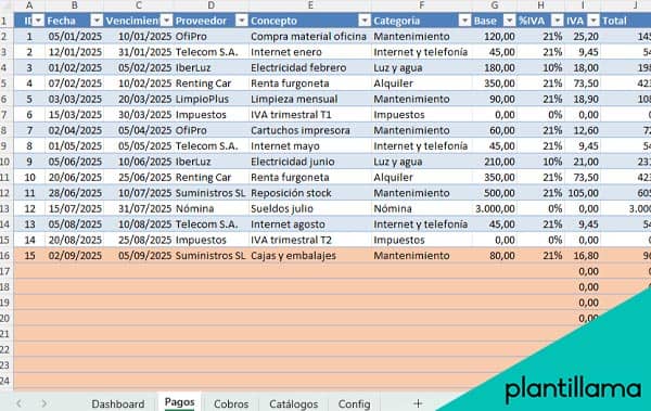 plantilla excel pagos mensuales