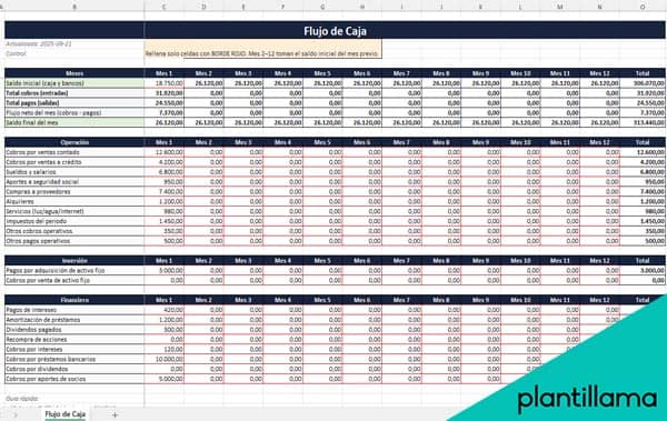 plantilla flujo de caja excel gratis