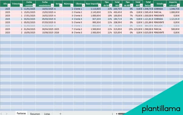 plantilla registro de facturas excel gratis