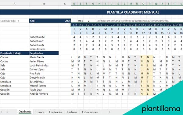 plantillas de cuadrantes para descargar