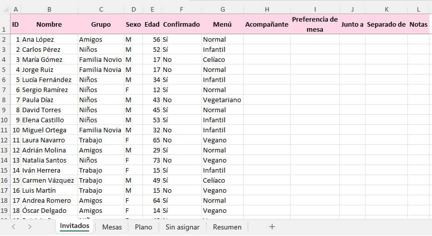 plantillas mesas bodas gratis