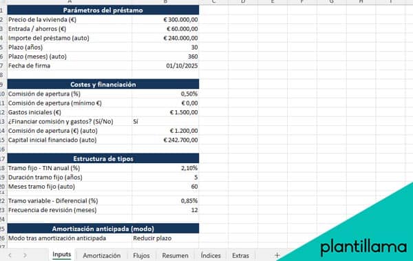 simulador hipoteca mixta excel gratis