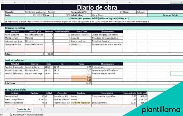 Excel para control de obras