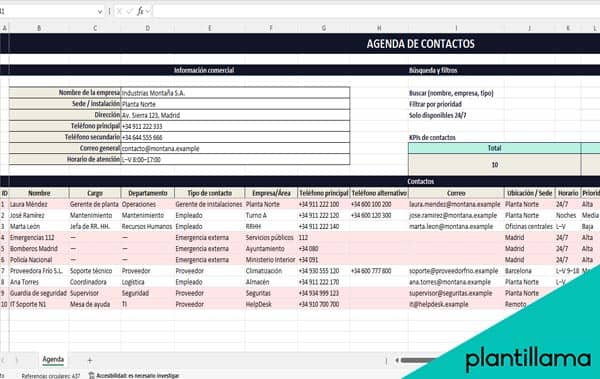 agenda de contactos excel