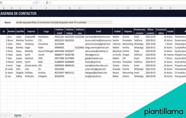 agenda de contactos