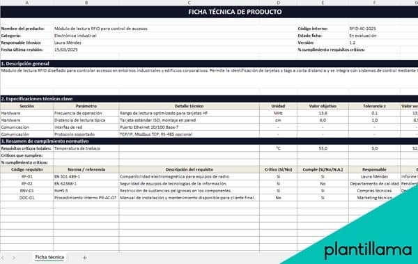 Ficha de producto técnica