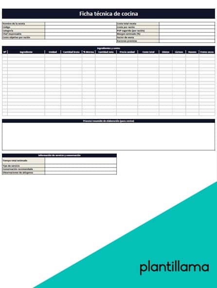 ficha tecnica de cocina pdf