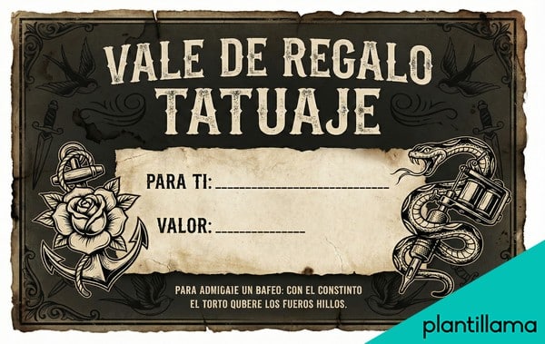 plantilla cupon vale por un tatuaje