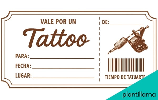 plantilla vale por un tatuaje ticket