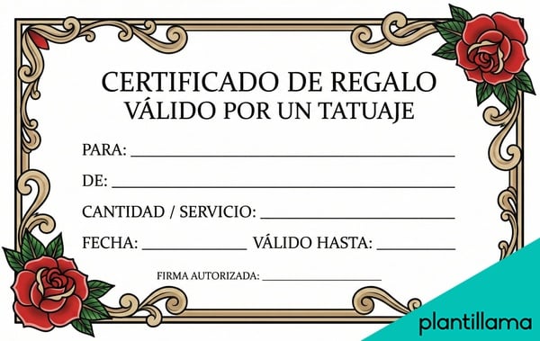 vale por un tatuaje para imprimir con rosas