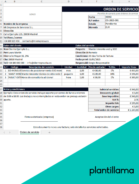 modelo de orden de servicio