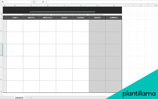 calendario en blanco para imprimir o descargar