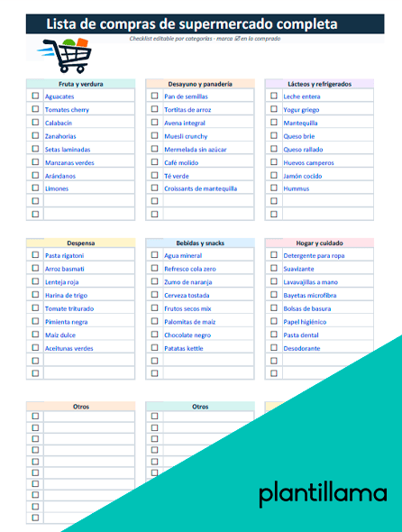 lista de compras de supermercado completa descargar