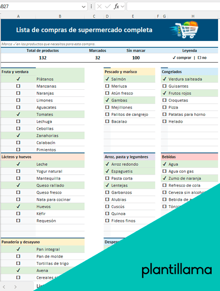 lista de compras de supermercado completa excel