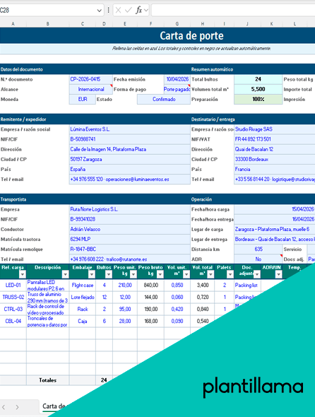 plantilla carta de porte