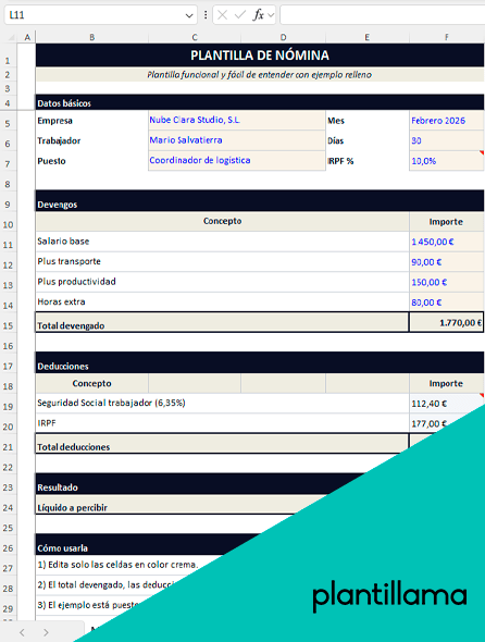plantilla de nomina para rellenar