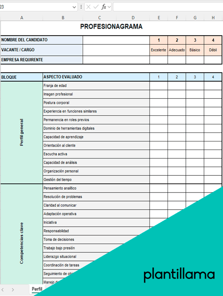 profesiograma para imprimir