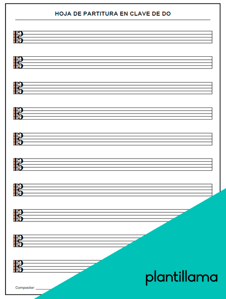 Hoja de partitura en clave de do