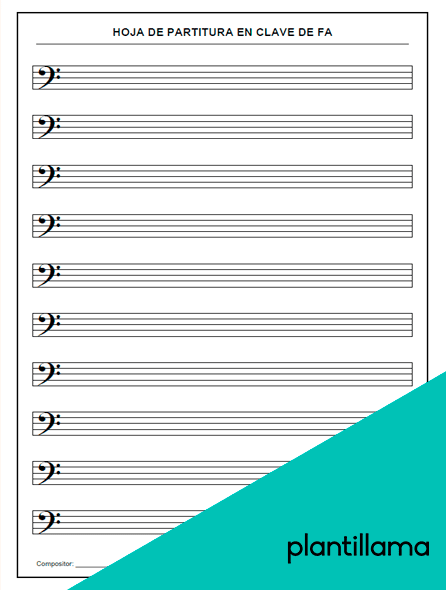 Hoja de partitura en clave de fa