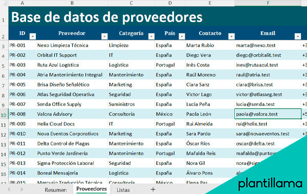 base de datos de proveedores gratis