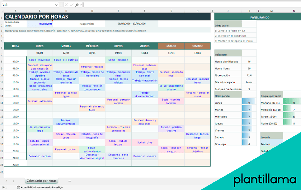 calendario por horas