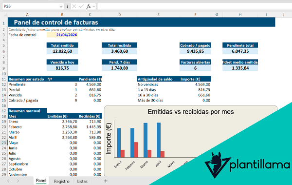 control de facturas excel