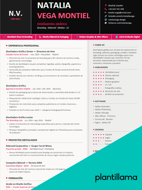 curriculum diseñador grafico