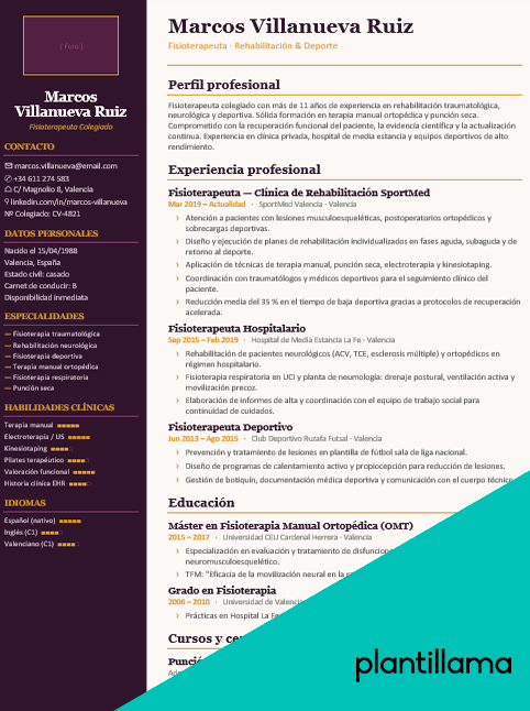 curriculum fisioterapia