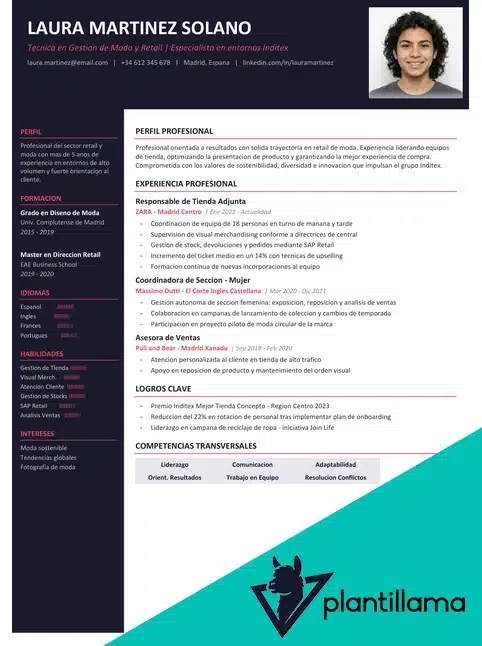 currículum Inditex ejemplo