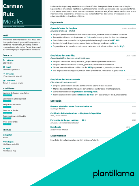 curriculum limpieza