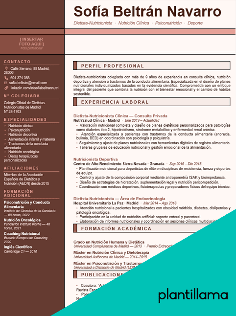 curriculum nutricionista