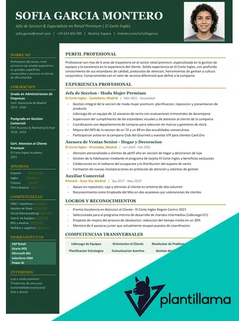 curriculum para el corte ingles