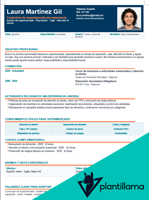 curriculum para supermercado sin experiencia