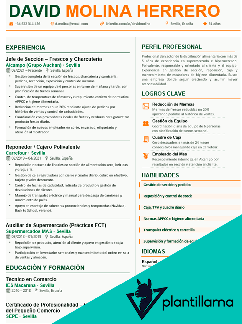 curriculum para supermercado